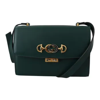 GUCCI Zumi Leather Crossbody Bag Shoulder Bag Women's Green