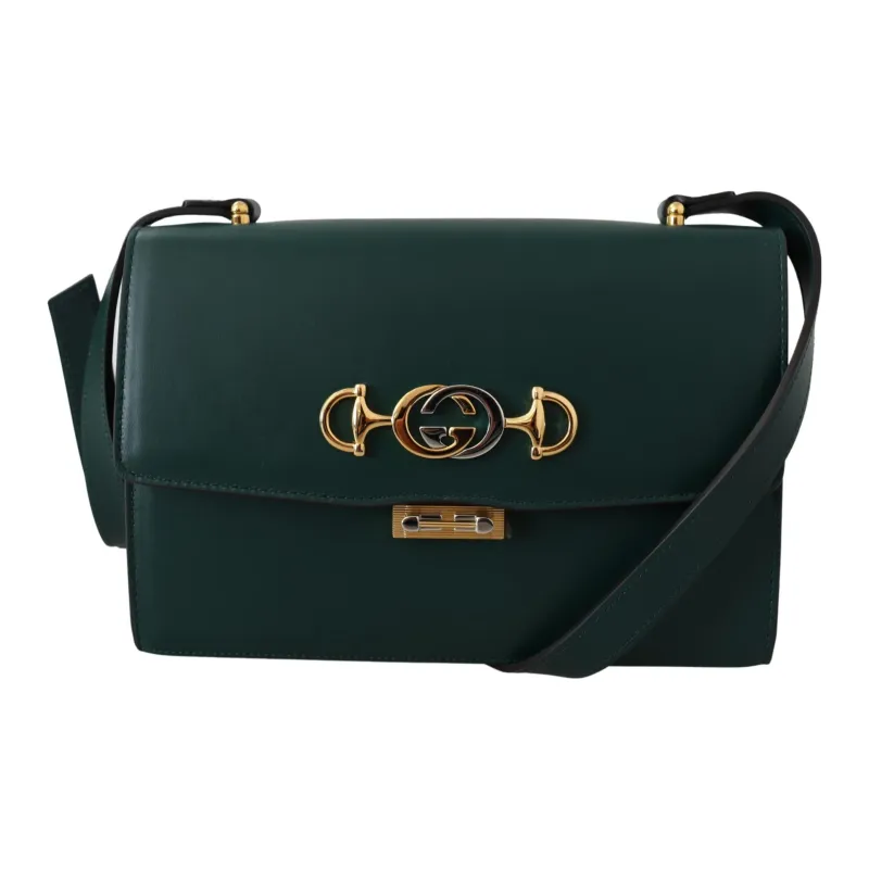 GUCCI Zumi Leather Crossbody Bag Shoulder Bag Women's Green-0