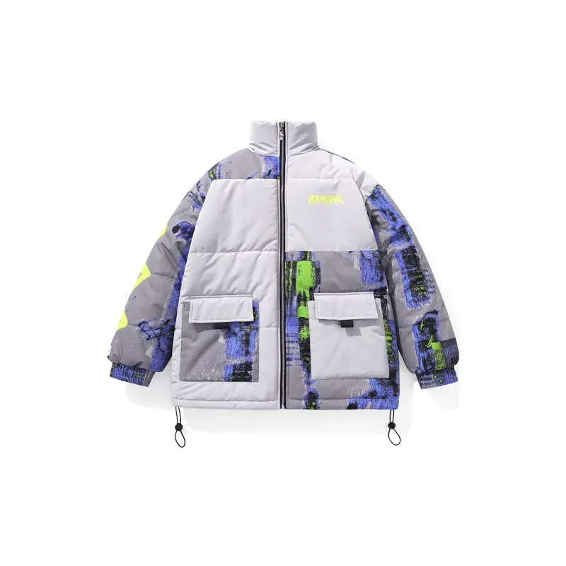 GENANX Puffer Jackets Unisex Gray Blue-1