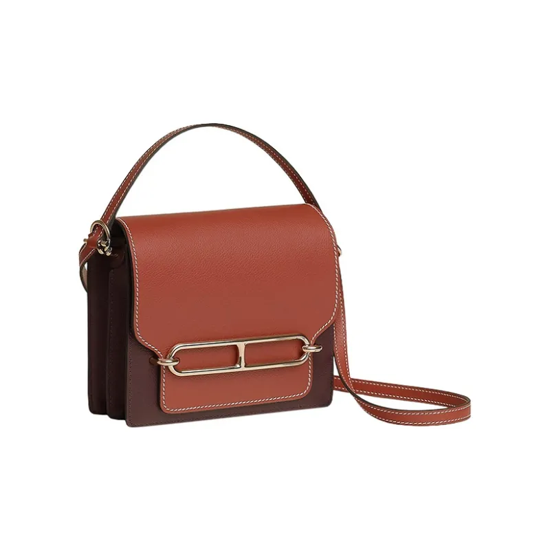 HERMES Roulis Evercolor Calfskin Shoulder Bag Crossbody Bag Mini Women's Saddle Red/Ochre-1