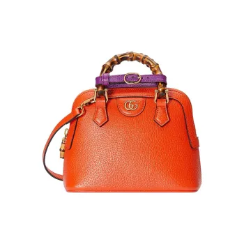 GUCCI Diana Leather Tote Bag Shopping Bag Shoulder Bag Crossbody Bag Handbag Mini Women's Orange