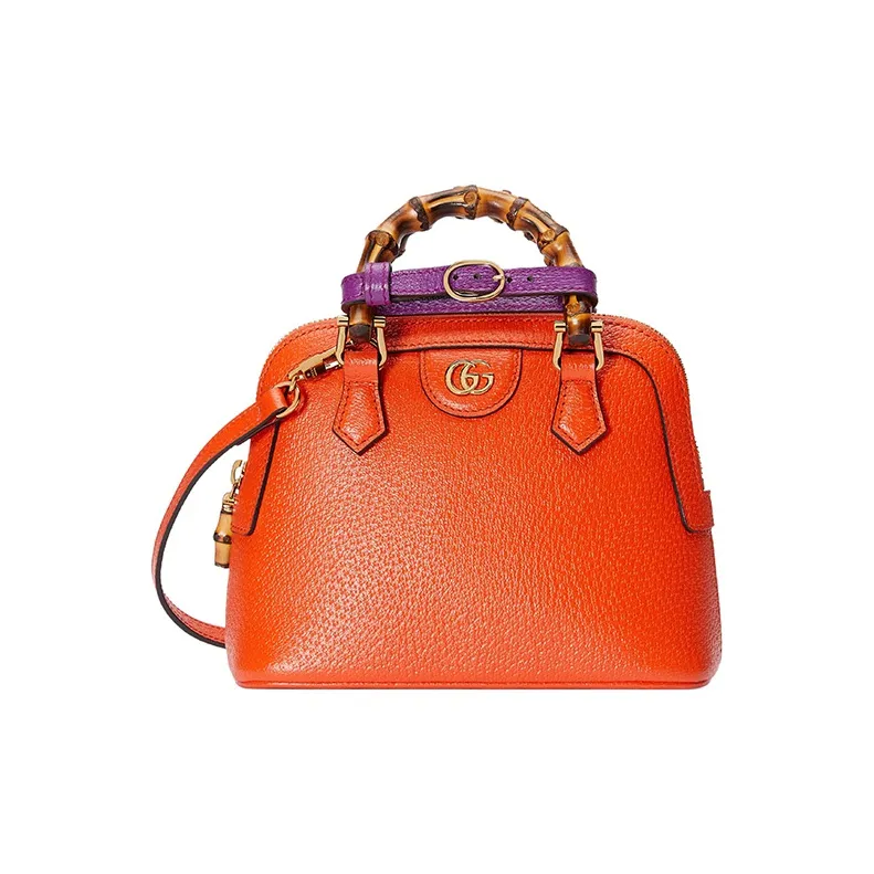 GUCCI Diana Leather Tote Bag Shopping Bag Shoulder Bag Crossbody Bag Handbag Mini Women's Orange-0