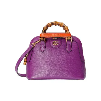 GUCCI Diana Leather Tote Bag Shopping Bag Shoulder Bag Crossbody Bag Handbag Mini Women's Purple