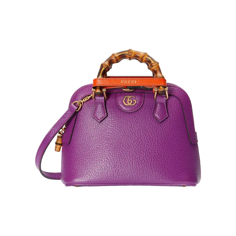 GUCCI Diana Leather Tote Bag Shopping Bag Shoulder Bag Crossbody Bag Handbag Mini Women's Purple-0