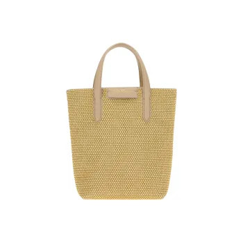 FERRAGAMO Fabric Cow Leather Patchwork Travel Bag Handbag Mini Women's Gold