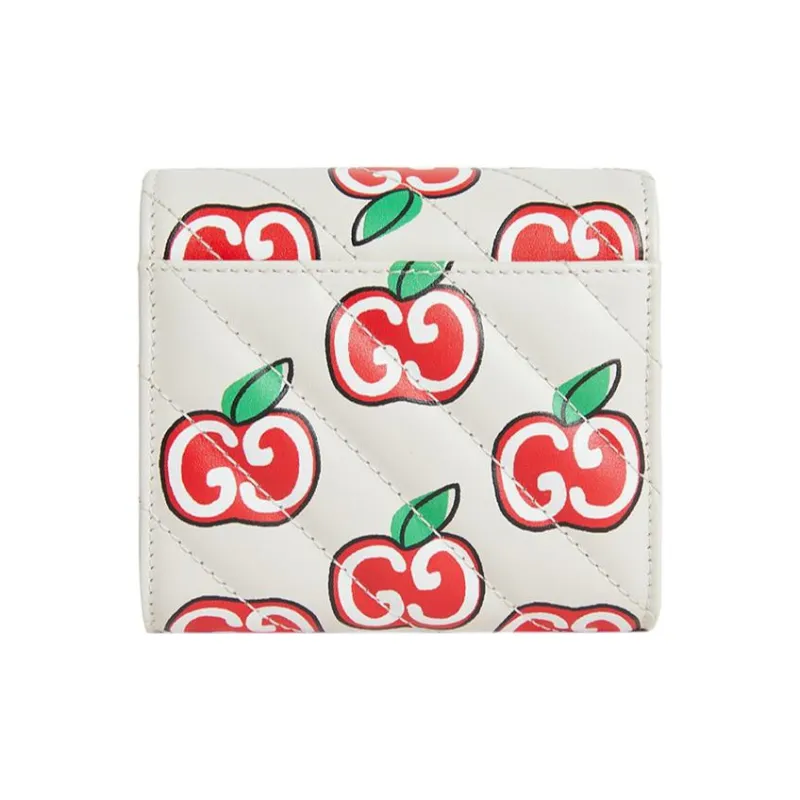 GUCCI GG Marmont Leather Card Holder Wallet Women's White-1