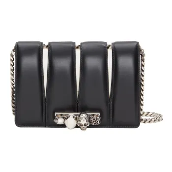 Alexander McQueen With Cow Leather And Sheepskin Handheld Crossbody Bag, Shoulder Bag Women's Black/Ivory