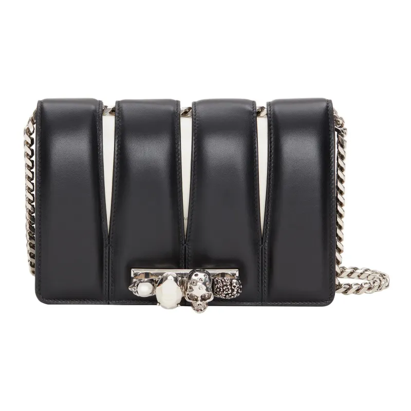 Alexander McQueen With Cow Leather And Sheepskin Handheld Crossbody Bag, Shoulder Bag Women's Black/Ivory-0