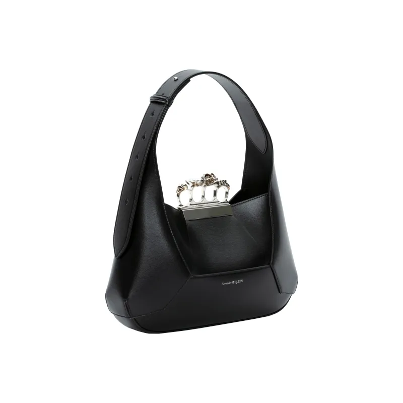 Alexander McQueen Smooth Cow Leather HOBO Bag, Shoulder Handbag Regular Women's Black-2