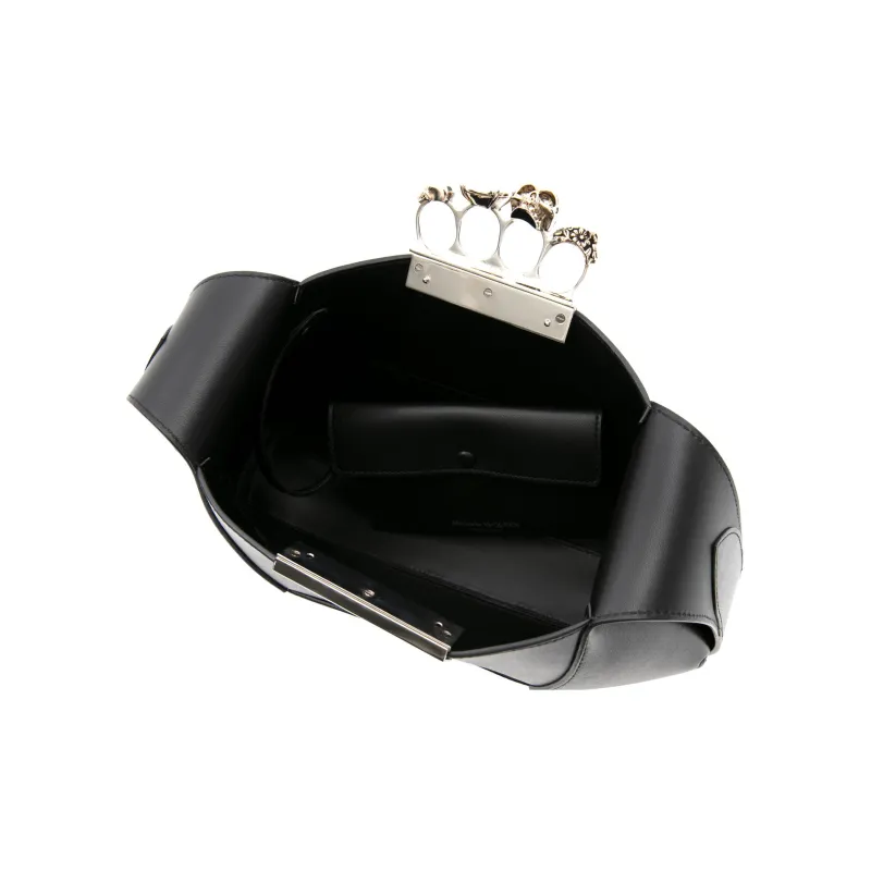 Alexander McQueen Smooth Cow Leather HOBO Bag, Shoulder Handbag Regular Women's Black-3