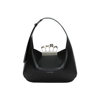 Alexander McQueen Smooth Cow Leather HOBO Bag, Shoulder Handbag Regular Women's Black