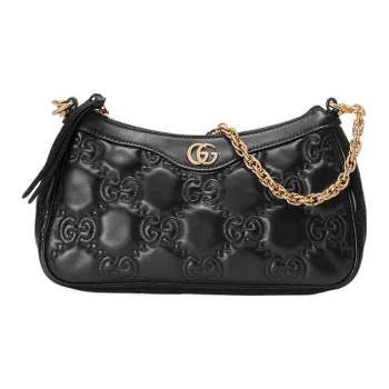 GUCCI GG Matelassé Leather Pochette, Shoulder Bag Shoulder Bag, Handbag Women's Black