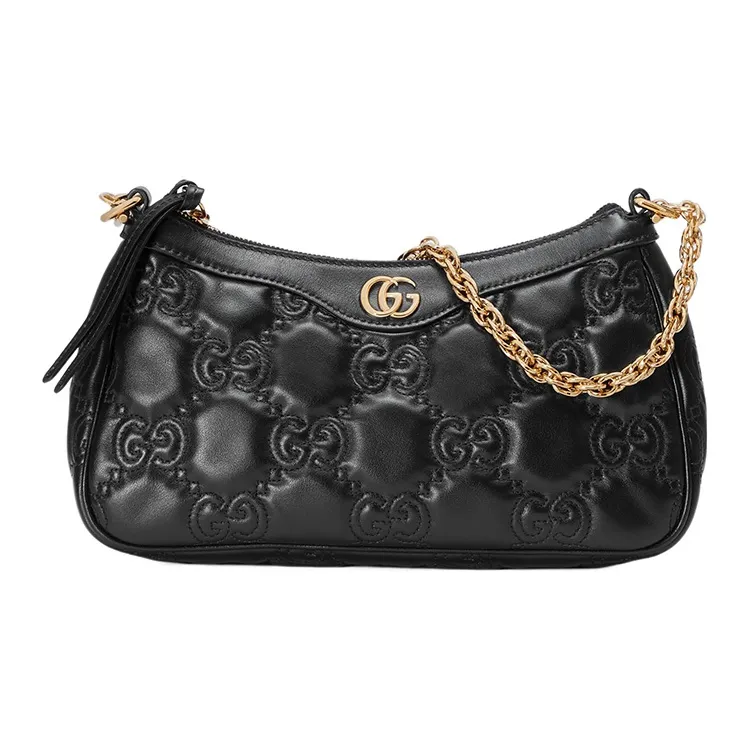 GUCCI GG Matelassé Leather Pochette, Shoulder Bag Shoulder Bag, Handbag Women's Black-0