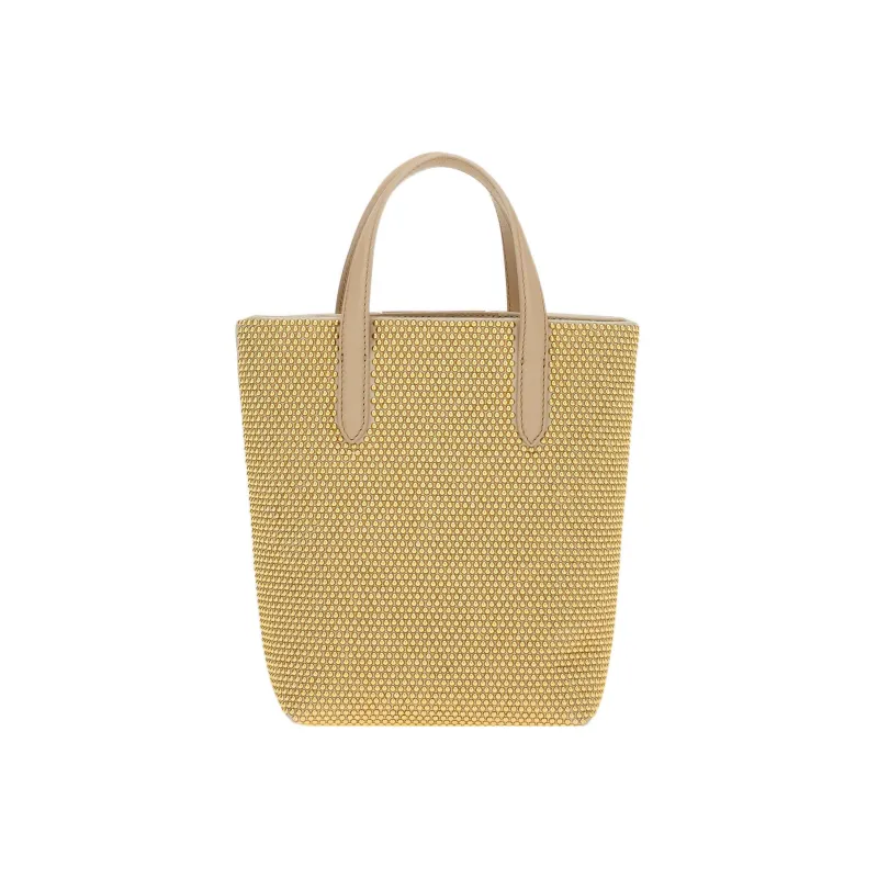 FERRAGAMO Fabric Cow Leather Patchwork Travel Bag Handbag Mini Women's Gold-2