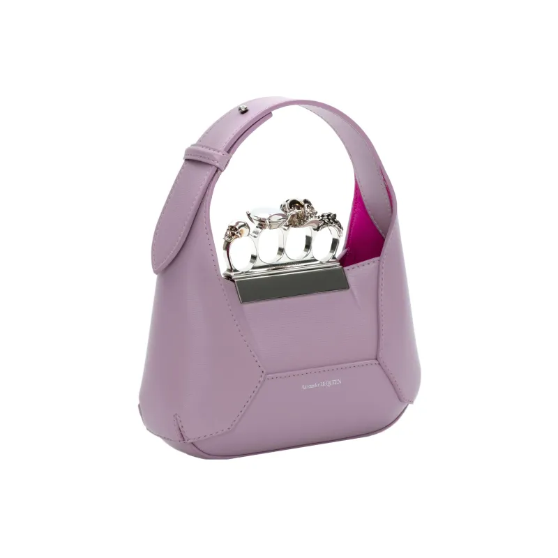 Alexander McQueen Smooth Cow Leather Hobo Bag, Shoulder Bag, Crossbody Handbag Mini Women's Vintage Pink-2