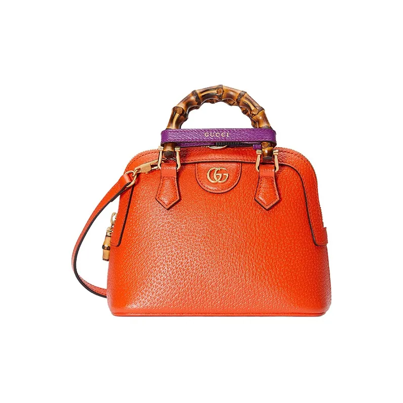 GUCCI Diana Leather Tote Bag Shopping Bag Shoulder Bag Crossbody Bag Handbag Mini Women's Orange-1