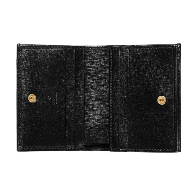 GUCCI Horsebit 1955 Leather Card Holder Wallet Women's Black-5