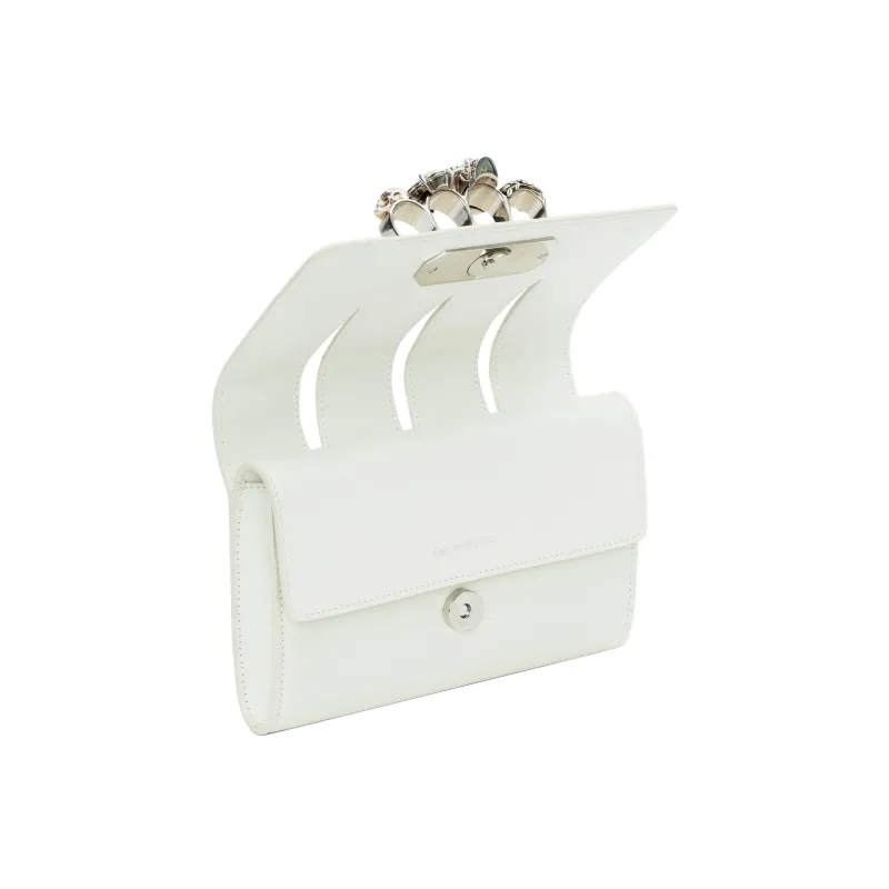 Alexander McQueen Sheepskin With Cow Leather One Shoulder Crossbody Clutch Women's Ivory-4