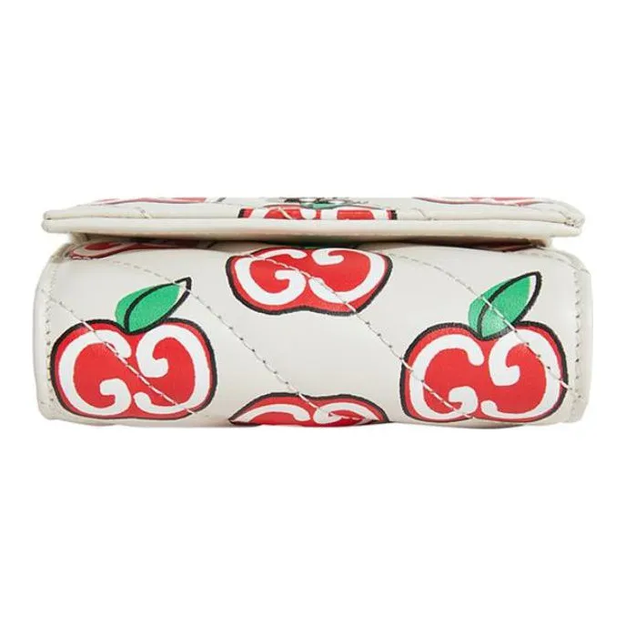 GUCCI GG Marmont Leather Card Holder Wallet Women's White-5