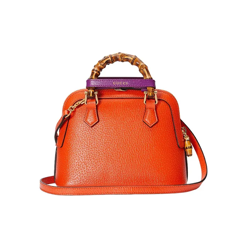 GUCCI Diana Leather Tote Bag Shopping Bag Shoulder Bag Crossbody Bag Handbag Mini Women's Orange-4