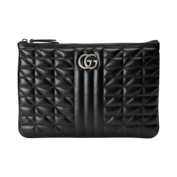 GUCCI GG Marmont Quilting Leather Clutch Women's Black