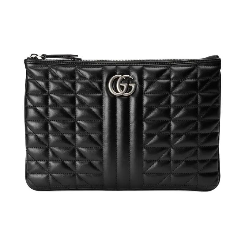 GUCCI GG Marmont Quilting Leather Clutch Women's Black-0