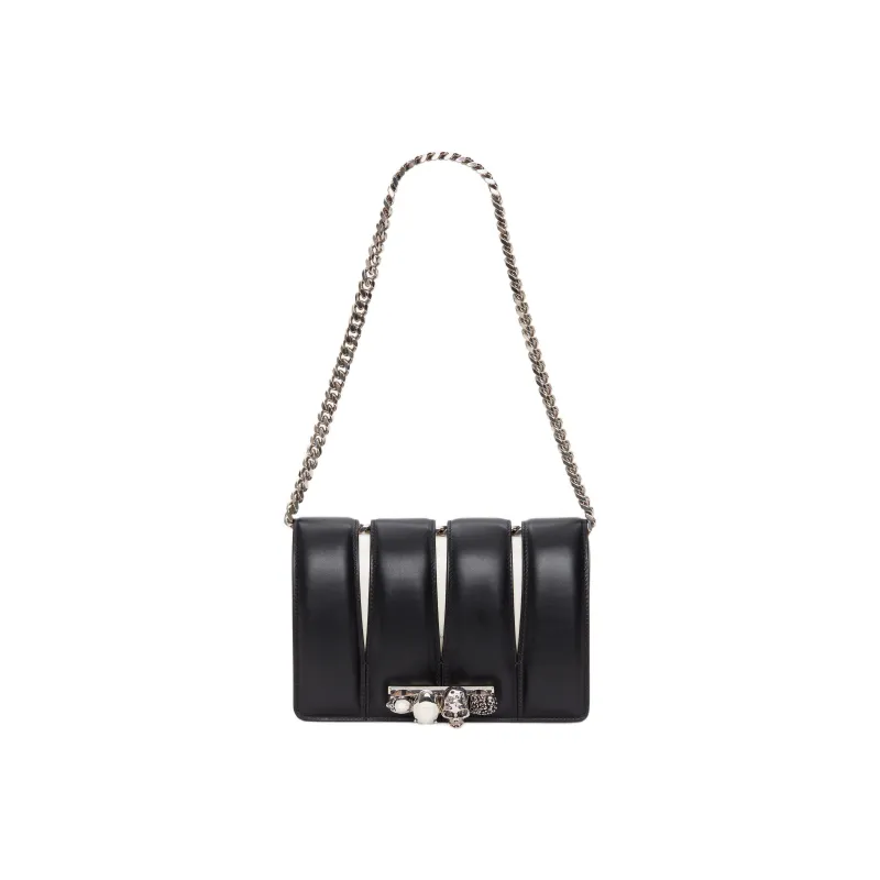 Alexander McQueen With Cow Leather And Sheepskin Handheld Crossbody Bag, Shoulder Bag Women's Black/Ivory-4