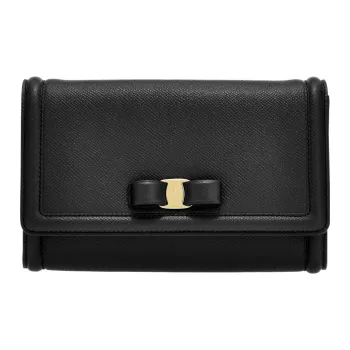 FERRAGAMO Leather Small Square Bag Shoulder Bag, Crossbody Bag Regular Women's Black