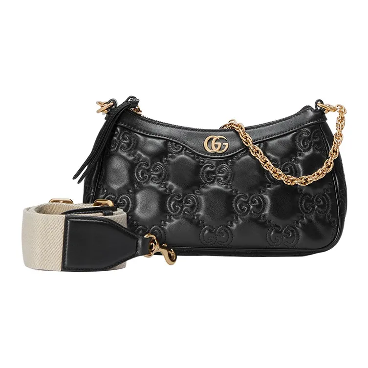 GUCCI GG Matelassé Leather Pochette, Shoulder Bag Shoulder Bag, Handbag Women's Black-1