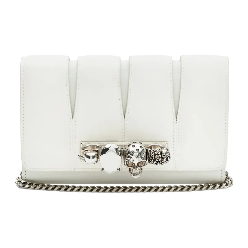 Alexander McQueen Sheepskin With Cow Leather One Shoulder Crossbody Clutch Women's Ivory-0