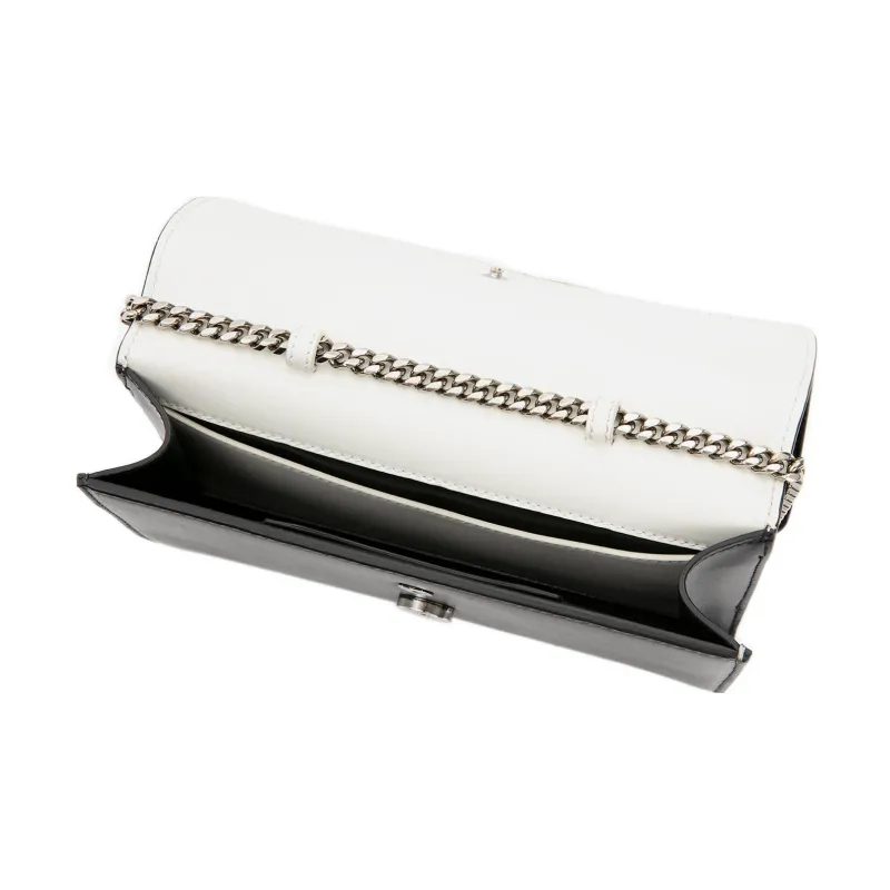 Alexander McQueen With Cow Leather And Sheepskin One Shoulder Crossbody Clutch Women's Black/Ivory-3