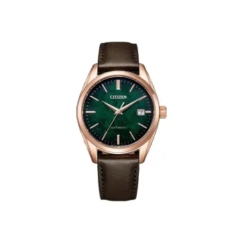 CITIZEN Mechanical Movement Cowhide Strap Watch Men's Watches Green Dial NB1062-17W