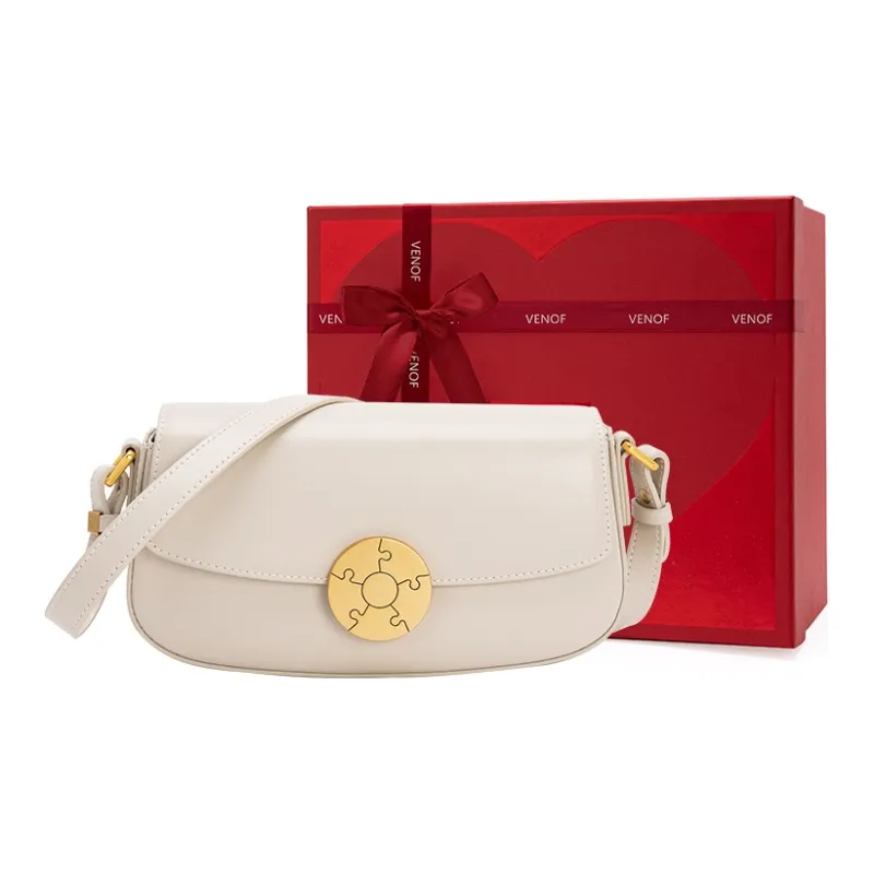VENOF Cow Leather Shoulder Bag Trumpets Women's Pear Brown/Vintage Red/Fran White-19