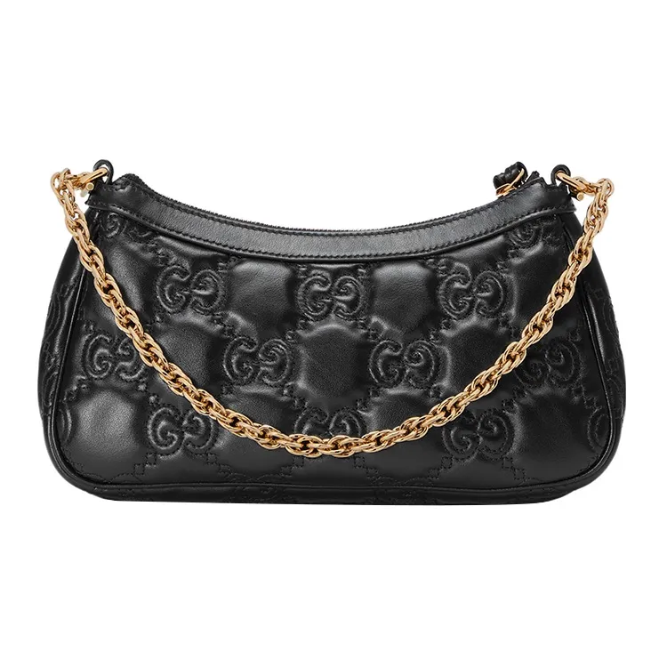 GUCCI GG Matelassé Leather Pochette, Shoulder Bag Shoulder Bag, Handbag Women's Black-4