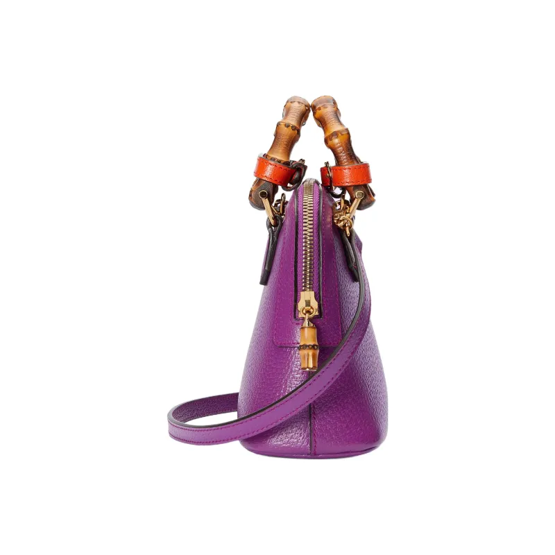 GUCCI Diana Leather Tote Bag Shopping Bag Shoulder Bag Crossbody Bag Handbag Mini Women's Purple-4