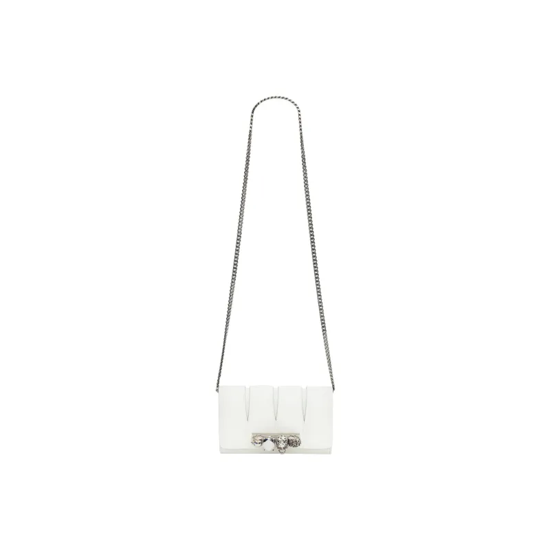 Alexander McQueen Sheepskin With Cow Leather One Shoulder Crossbody Clutch Women's Ivory-5