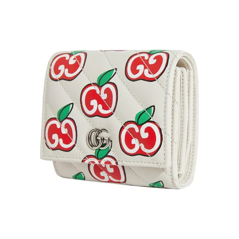 GUCCI GG Marmont Leather Card Holder Wallet Women's White-2