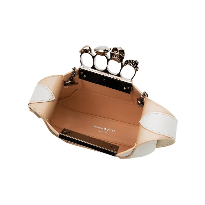 Alexander McQueen Smooth Cow Leather Hobo Bag, Shoulder Bag, Crossbody Handbag Mini Women's Ivory-3