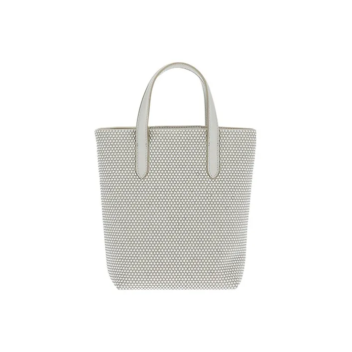 FERRAGAMO Fabric Cow Leather Patchwork Travel Bag Handbag Mini Women's Silver-2