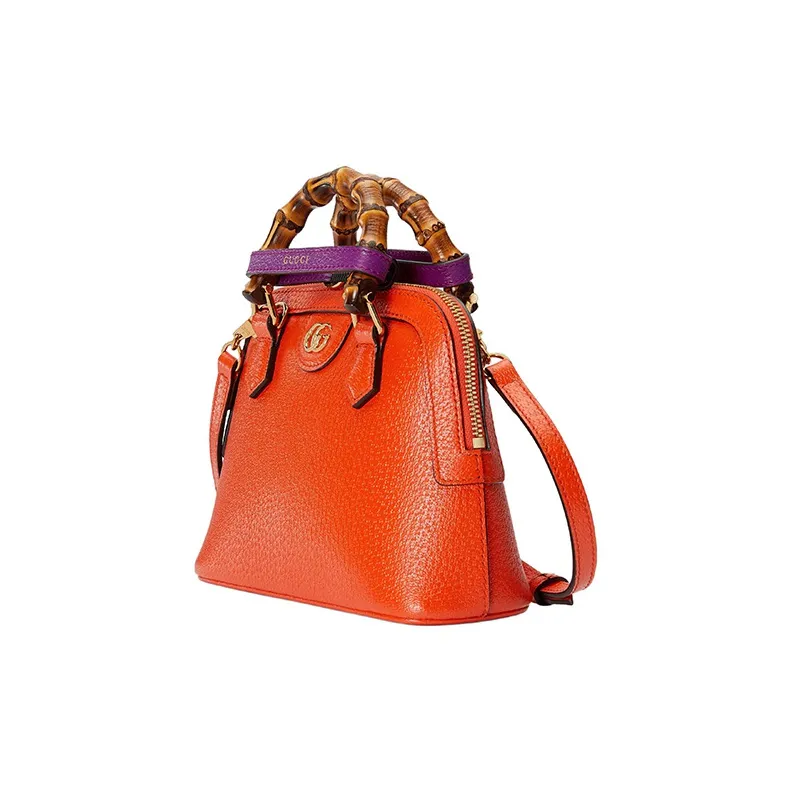GUCCI Diana Leather Tote Bag Shopping Bag Shoulder Bag Crossbody Bag Handbag Mini Women's Orange-2