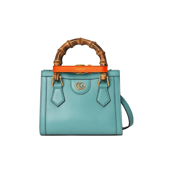 GUCCI Leather Diana Bamboo Bag Shoulder Strap Small Size Women's Orange-3