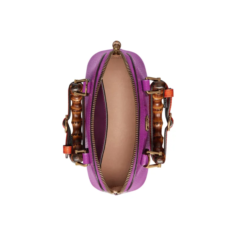 GUCCI Diana Leather Tote Bag Shopping Bag Shoulder Bag Crossbody Bag Handbag Mini Women's Purple-6