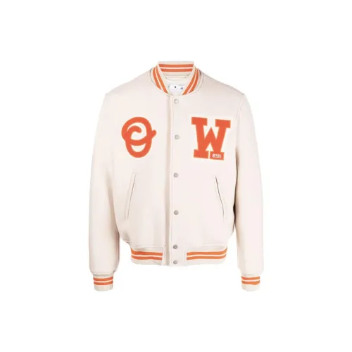 OFF-WHITE OW Logo-Patch Wool Varsity Jacket 