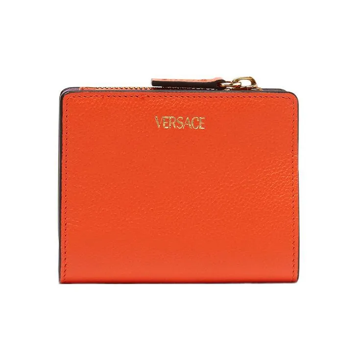 VERSACE La Medusa Cow Leather Wallet Women's Orange-1