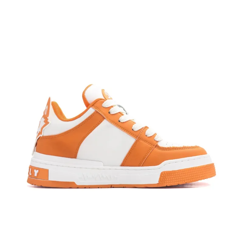 Jifffly Anti Slip And Wear Resistant Height Increasing Low Top Skateboard Shoes Unisex White Orange-2