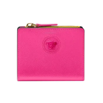 VERSACE La Medusa Cow Leather Wallet Women's Pink