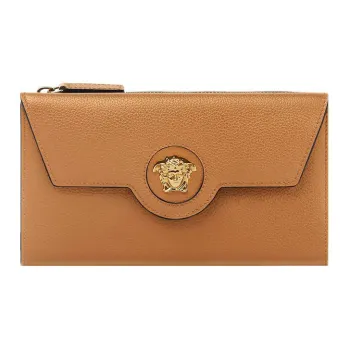 VERSACE La Medusa Sheepskin Wallet Women's Brown