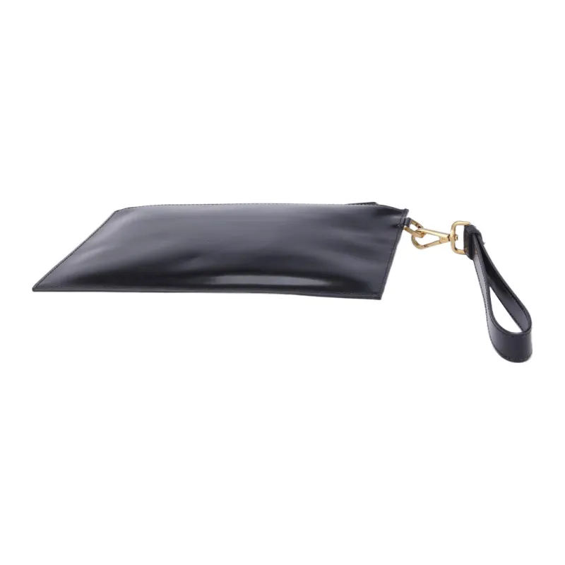 VERSACE Calfskin Wrist Bag Clutch Women's Black-2