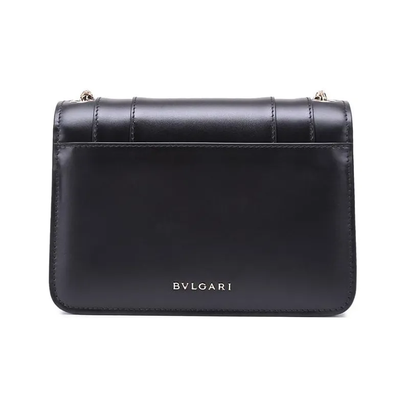 BVLGARI Serpenti Forever Series Cow Leather Crossbody Bag, Shoulder Bag Women's Black-1