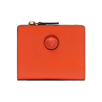 VERSACE La Medusa Cow Leather Wallet Women's Orange